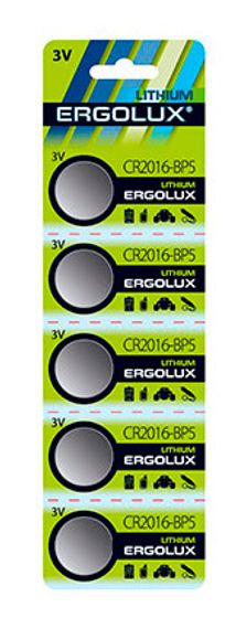 Батарейка Ergolux Lithium CR2016-BP5 CR2016 75mAh (5шт) блистер