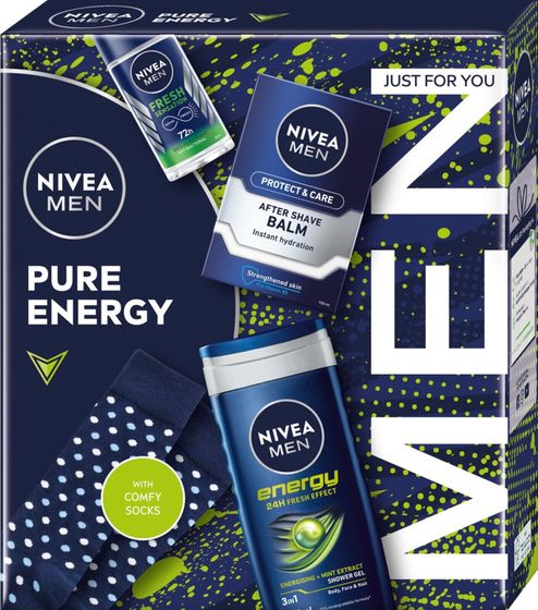 Alkotest NIVEA_SET Pure Energy antyperspirant spray 150ml + żel pod prysznic 250ml + balsam do ciała 250ml