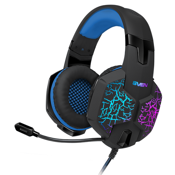 Наушники накладные Sven AP-U980MV проводные 2.2м игровые RGB черный/синий (SV-015633)
