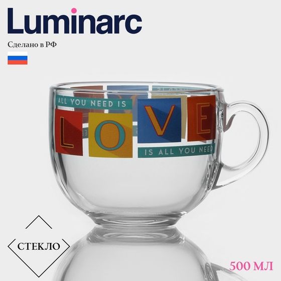 Кружка Luminarc «Джамбо», 500 мл, стекло, рисунок МИКС
