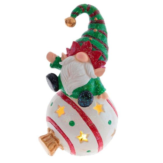 Фигурка декоративная "Гном" с подсветкой (LR44 2 шт), L10 W9 H18 см, 1 штука, дизайн микс