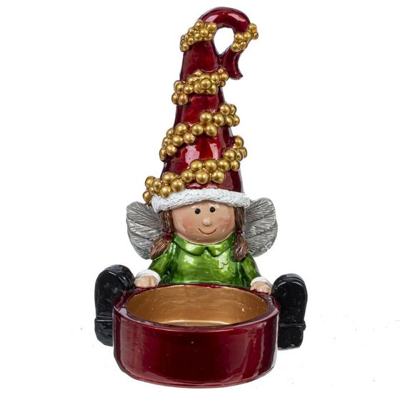 Подсвечник &quot;Ангел/Дед Мороз/Снеговик/Гном&quot; (D свечи 4,5 см), L7 W7 H11 см, 4в.