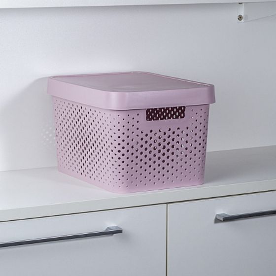 Коробка INFINITY перфорированная с крышкой 17л розовая