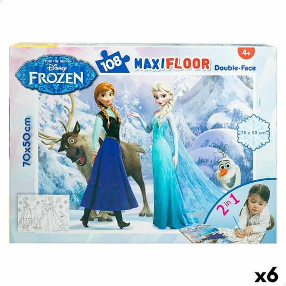 Детский паззл Frozen Двухстороннее 108 Предметы 70 x 1,5 x 50 cm (6 штук)