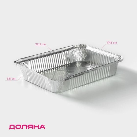 Форма из фольги для выпечки и запекания Доляна, 1,1 л, 225×175×35 мм, 2 шт
