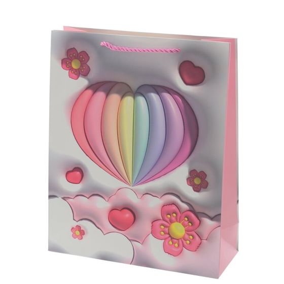 Пакет подарочный M (бумага 210г/м2, блок микс 12шт), L26 W10 H32 см, 4в.