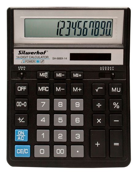 Калькулятор настольный Silwerhof SH-888X-14 черный 14-разр.