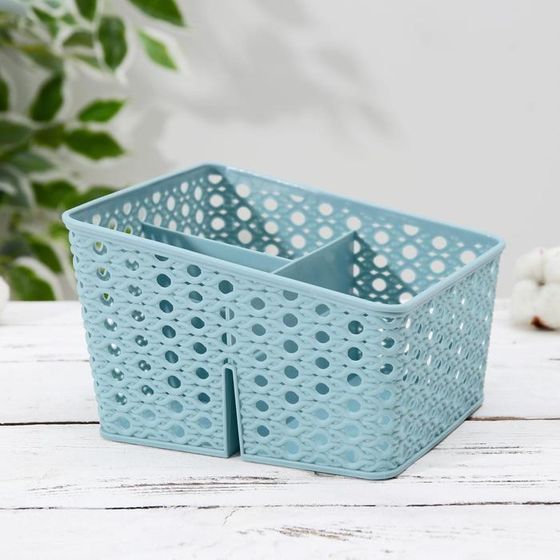 !09 Подставка - органайзер для мелочей, 3 ячейки, 15.5×13.5×10 см. цвет микс