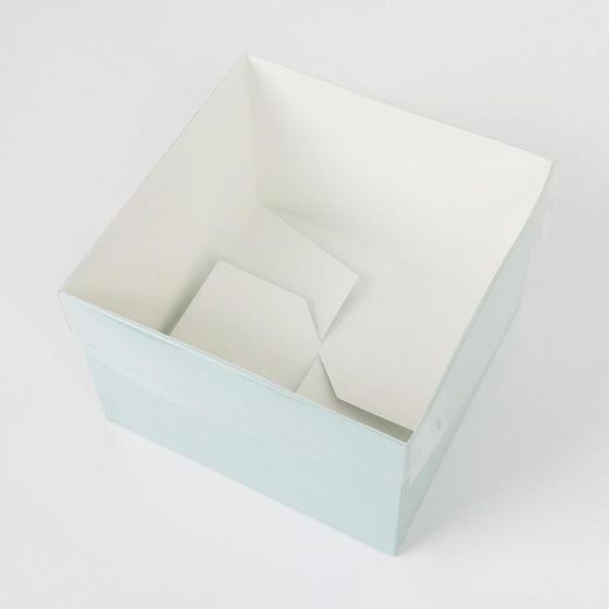 !09 Коробка для цветов (набор 3 штуки) с PVC крышкой, мятная, 17 х 17 х 12 см.