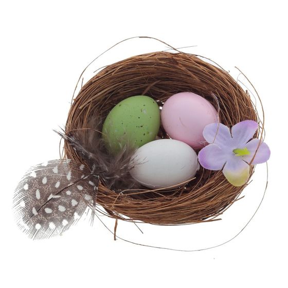 Изделие декоративное "Гнездо пасхальное" (блок 12 шт), L5,5 W5 H2 см, 4в.