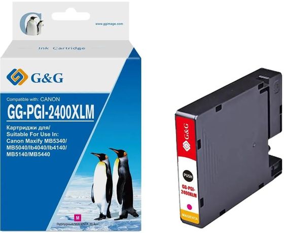 Картридж струйный G&amp;G GG-PGI-2400XLM PGI-2400XL M пурпурный (20.4мл) для Canon Maxify iB4040/iB4140/МВ5040/MB5140/МВ5340/MB5440