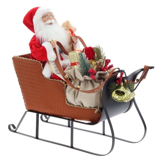 Дед Мороз на санях, L51 W22 H48 см