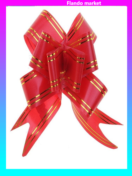!Бант-бабочка №3 &quot;Золотые полосы&quot;, 8 штук цвет красный, d=7-8 см