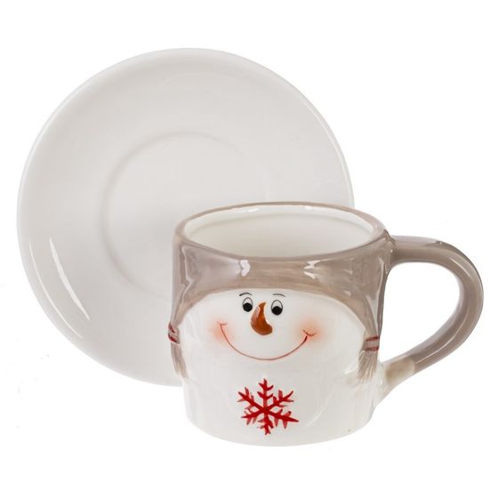 Чашка с блюдцем &quot;Снеговик&quot;, 150 мл, L13 W12 H8 см