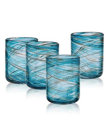 Набор из 4-х предметов стаканов Color Swirl 15 унций Double Old Fashion