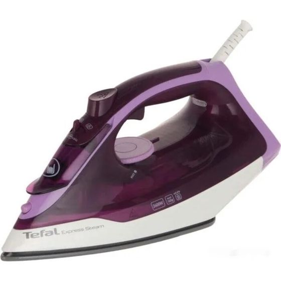 Утюг Tefal FV2836E0, 2400 Вт, керамическая подошва, 35 г/мин, 270 мл, фиолетово-белый