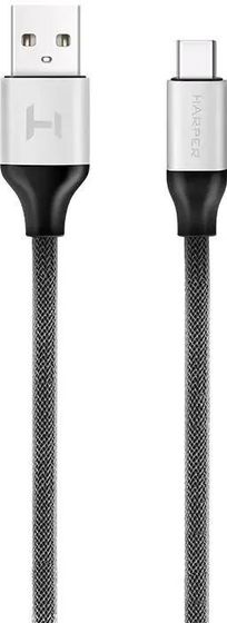 Кабель Harper USB 2.0 A(m) - Type-C(m) 1м нейлон серебристый (BRCH-710)