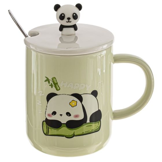 Кружка с крышкой и ложкой, 250 мл, L7,9 W7,9 H10 см