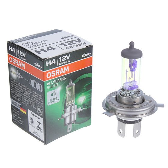 Лампа автомобильная Osram Allseason, H4, 12 В, 60/55 Вт, P43t