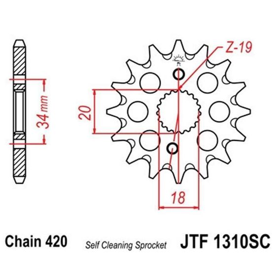 Звезда ведущая JT sprockets JTF1310-15SC, цепь 420, 15 зубьев