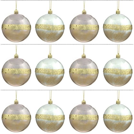 Набор из 12шт Украшение новогоднее Шар &quot;Золотое кольцо Сатурна&quot;, D8 см L35 W26 H9 см D8 см