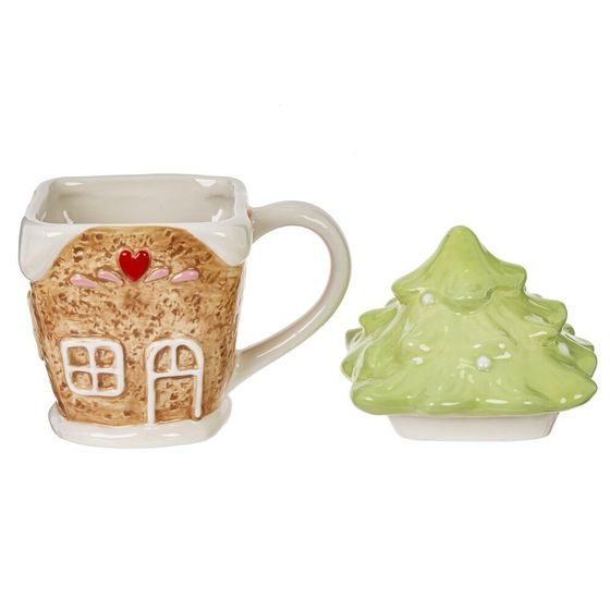 Кружка с крышкой &quot;Пряник&quot;, 300 мл, L13 W10 H15 см