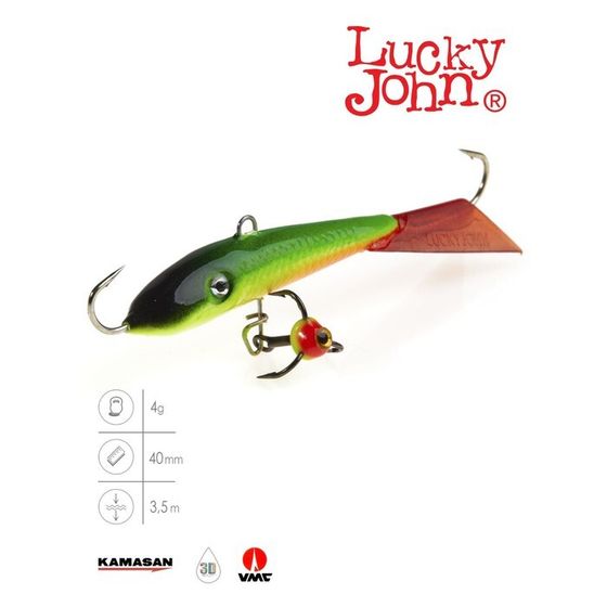 Балансир Lucky John FIN 3 + тройник, 4 см, цвет 26RT блистер