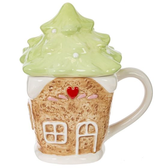 Кружка с крышкой &quot;Пряник&quot;, 300 мл, L13 W10 H15 см