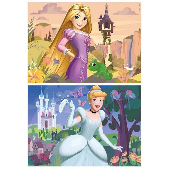 EDUCA 2x48 Pieces Disney Princess Rapunzel+Cinderella Puzzle