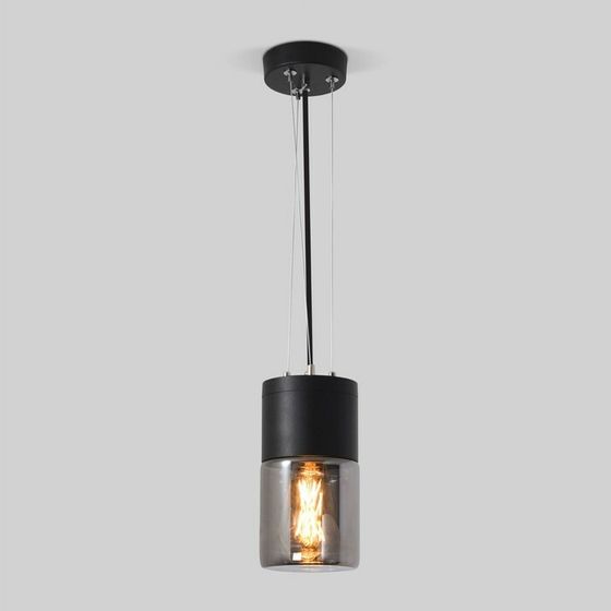 Уличный подвесной светильник Elektrostandard, Roil, 108х108х1255 мм, E27, цвет чёрный / чёрный жемчуг