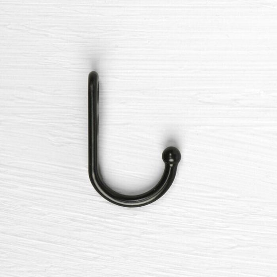 !09 Крючок (набор 5 штук) мебельный ТУНДРА TKO023, однорожковый, цвет черный