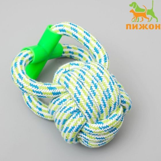 Игрушка канатная &quot;Мегамяч&quot; с ручкой, до 190 г, 15 х 9 см, микс цветов