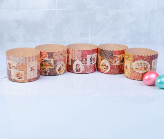 !09 Комплект из 3-х штук - Форма бумажная для кекса, маффинов и кулича "Ретро МИКС" 110 x 85мм,