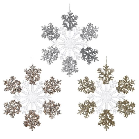 Изделие декоративное подвесное &quot;Снежинка&quot;, L31,5 W0,5 H31,5 см, 3в.