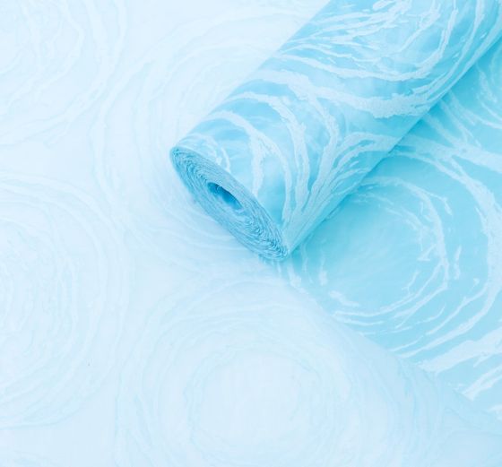 !09 Фетр для упаковки и поделок,ламинированный 3 D "Розы" 50 см.x 9 м., фактурный, однотонный, цвет голубой