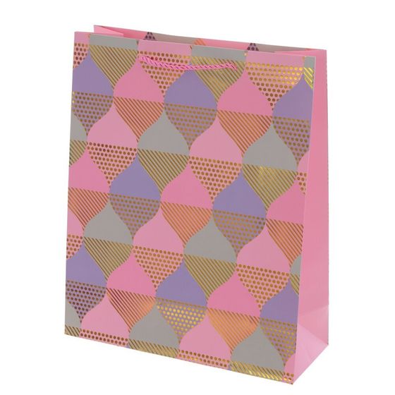 Пакет подарочный (бумага 210г/м2, блок микс 12шт), L26 W10 H32 см, 4в.