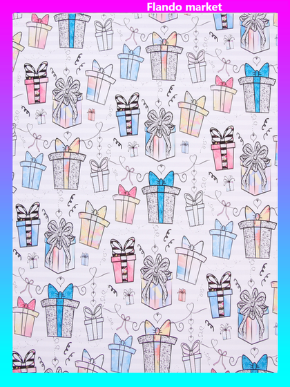 !09 Бумага упаковочная 2 листа глянцевая «Подарочки», 70 × 100 см