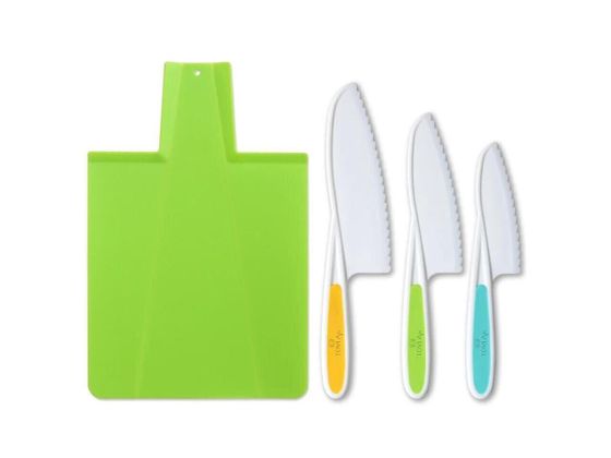 Tovla Jr. Kids Kitchen Knife and Foldable Cutting Board Set: Children&#39;s Cooking