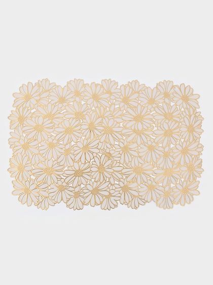 Салфетка сервировочная на стол Доляна, 45×30 см, бело-золотая