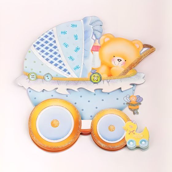 !Декоративная самоклеющаяся наклейка 2 штуки , 35,5*25 дизайн Коляска голубая