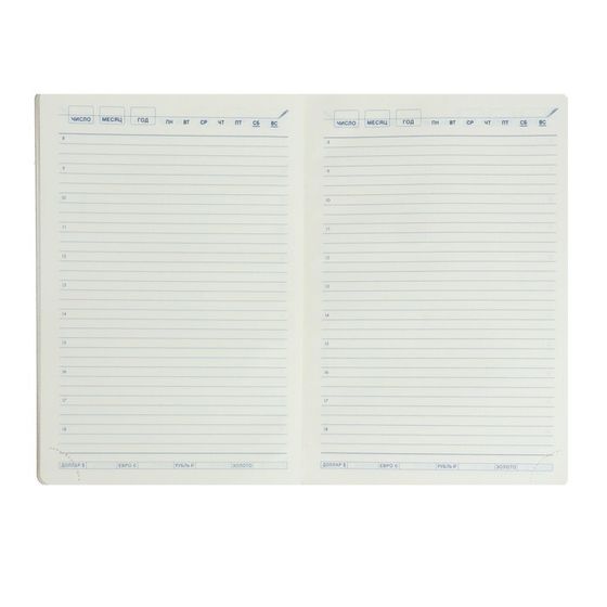 !Ежедневник НЕдатир. А5, 136 листов в линейку, кожзам &quot;Небраска&quot;, золотой срез, синий