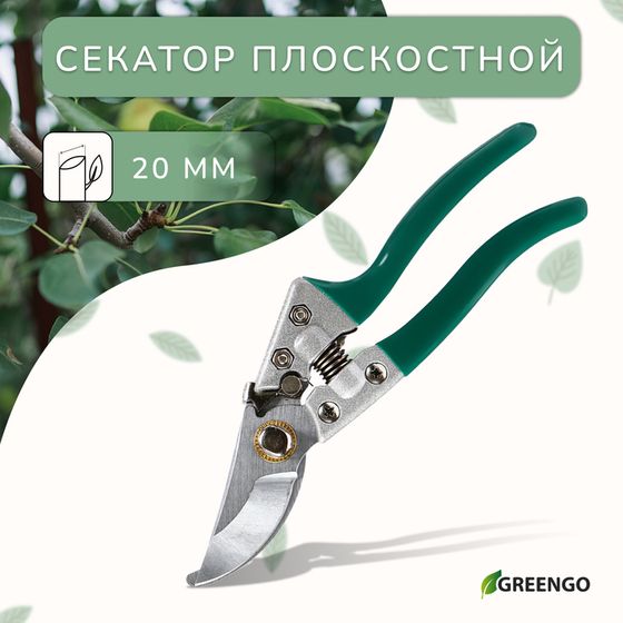 Секатор плоскостной, 8&quot; (20 см), обрезиненные ручки, Greengo