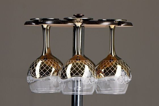 !09 Набор фужеров "Золотая сетка цветы" 6 фужеров (290 мл.) + стойка