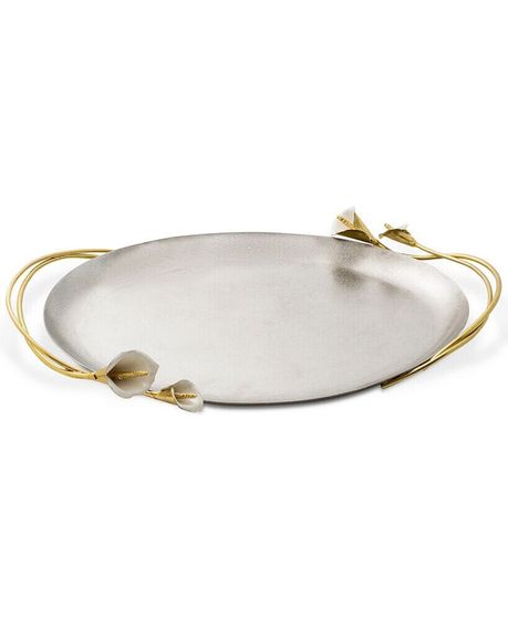 Calla Lily Handled Oval Tray