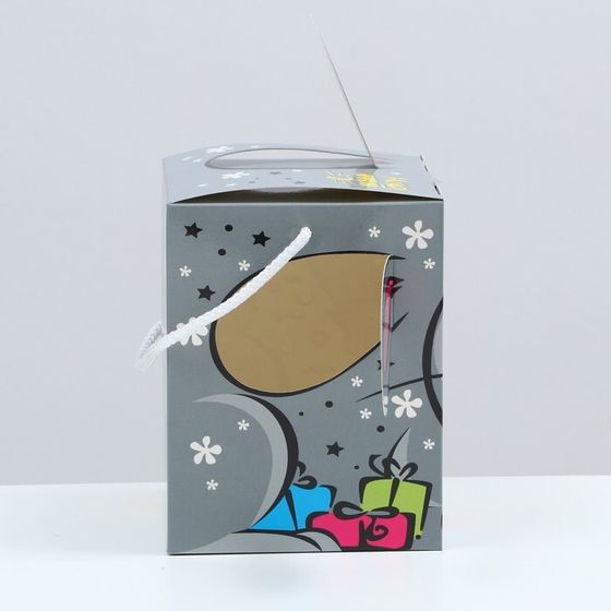 !Подарочная коробка кубик "Зайчонок", 12 х 12 х 15,5 см.