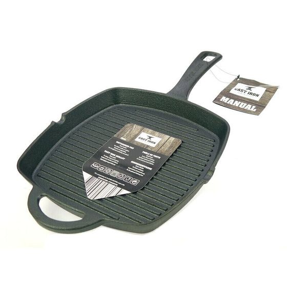 Cast Iron Gusseisen Grillpfanne Steakpfanne eckig 26 x 26 cm