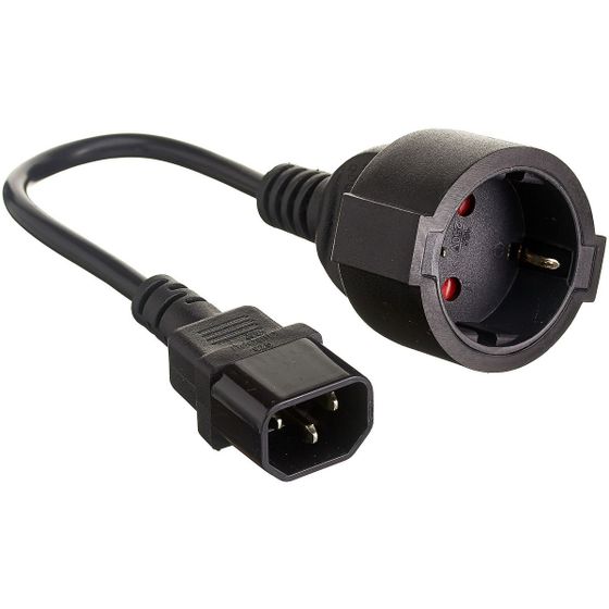 Кабель-переходник ExeGate Power EC-30P VDE-250V-3*0.75mm2 0.15м IEC 320 C14 - Евророзетка Schuko черный (EP280681RUS)