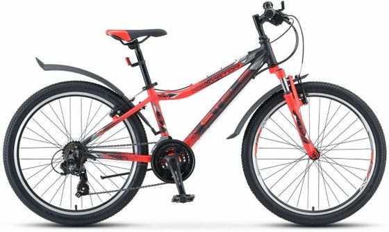 Велосипед Stels Navigator 450 MD 24&quot; V030 рама 13&quot; черный/неоновый красный (LU093466/LU095011)