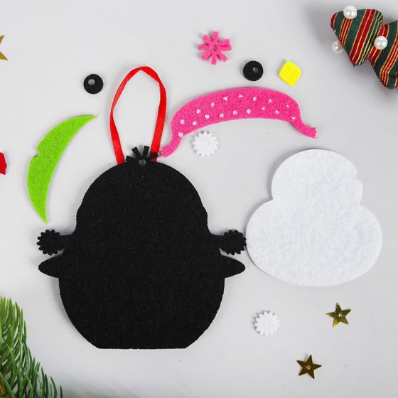 !09 Комплект из 5 наборов - Ёлочная игрушка из фетра «Пингвин в шапочке», набор для творчества, своими руками