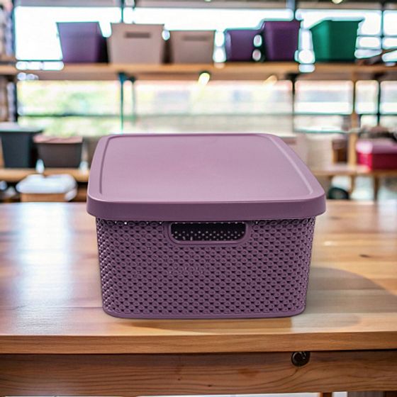 Коробка для хранения DIAMOND фиолетовая M 13л с крышкой